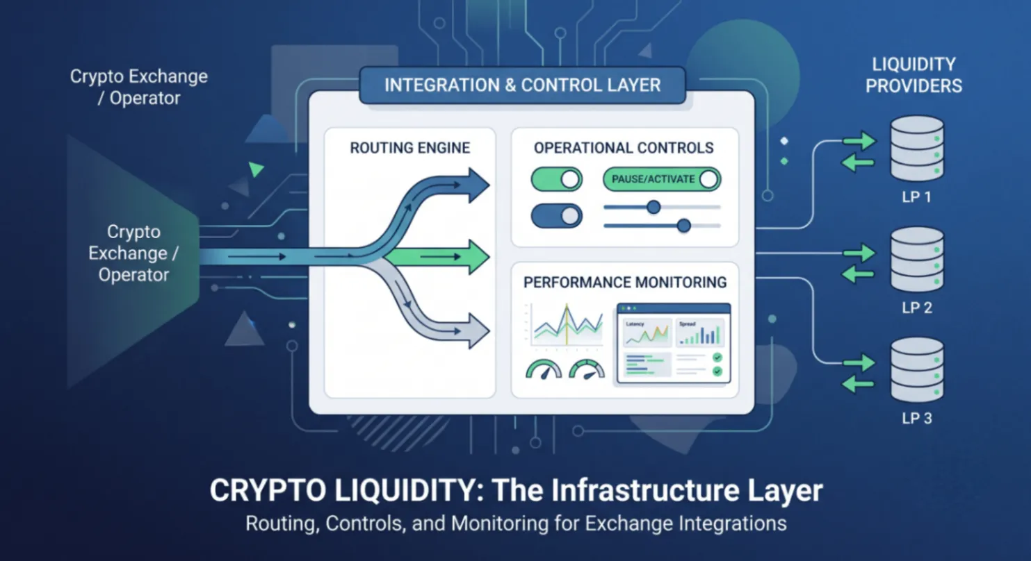 Crypto liquidity solutions: the routing, controls, and monitoring infrastructure behind exchange integrations